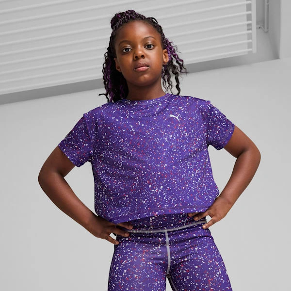 ¡PUMA! Camiseta corta favorita para niños grandes: ¡entrena con estilo y energía! ¡Corre y juega!